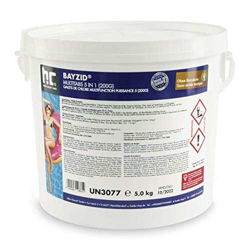 Chlor Multitabs 5 in 1 - 200g Tabs Multi Chlortabletten - 1 x 5kg - Für den Pool mit 5 Phasen Pflegewirkung für sauberes und hygienisches Poolwasser - Höfer Chemie ®